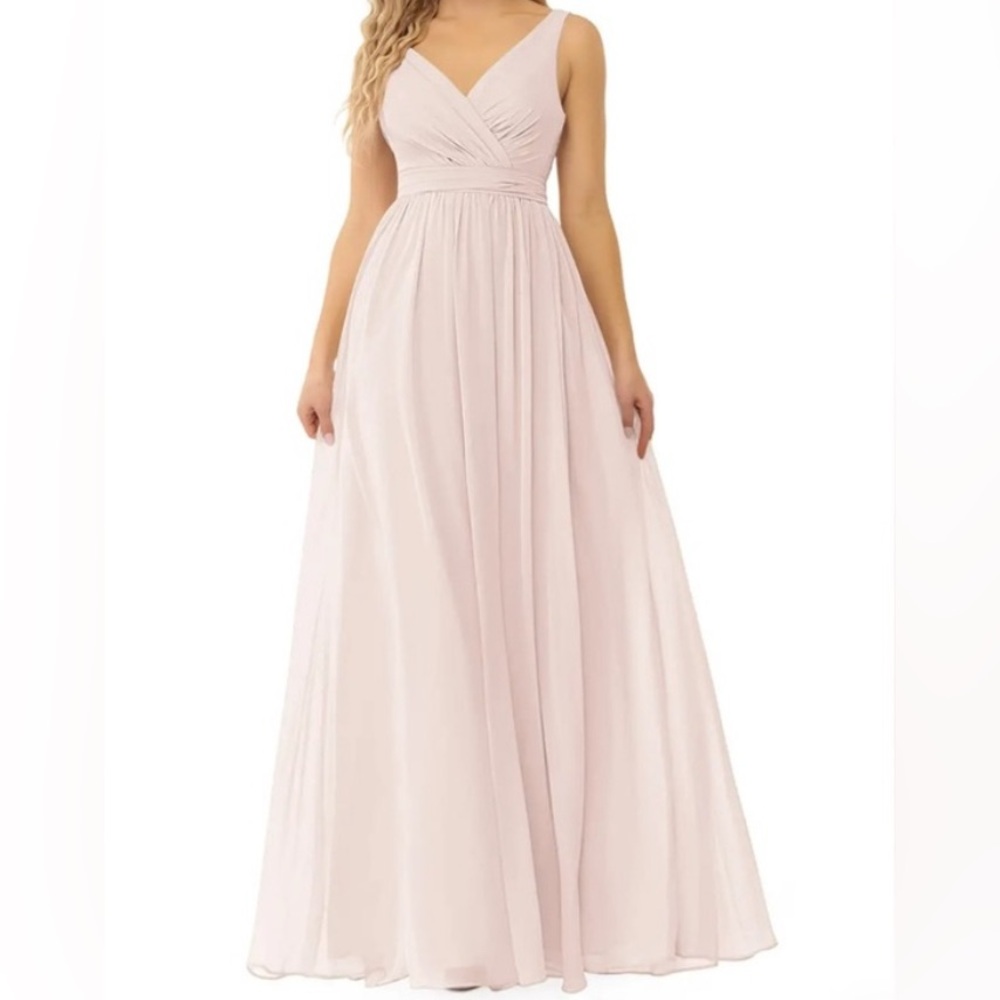 Azazie Light Pink Maxi Dress
